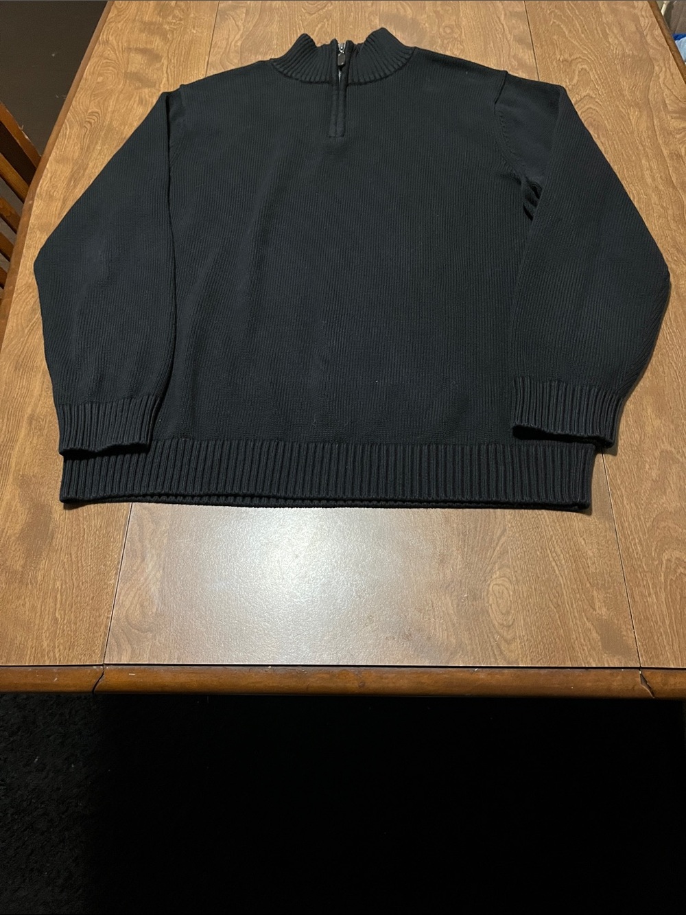 L.L. Bean Men's Black Zip-Neck Ribbed Sweater